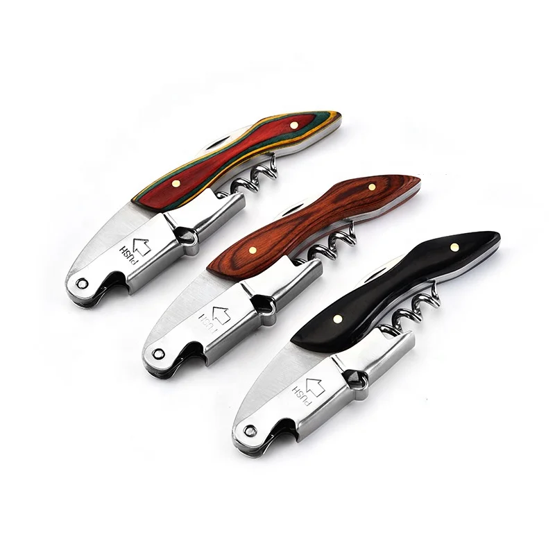 Low Price Promotion Gift Beer Bottle Opener Red Wine Corkscrew Opener With Foil Cutter