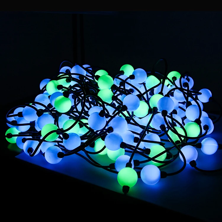 50mm 24v waterproof outdoor curtain 3d SPI led pixel sphere pixel ball string light