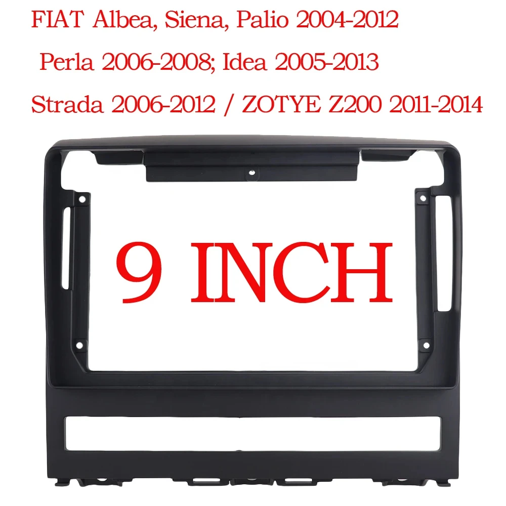 2 Din Plastic Fascia Panel Frame 9 Inch Car Radio DVD GPS Mp5 for FIAT Perla 2009 Albea Siena Palio 2004-2012 Dash Mount Kit