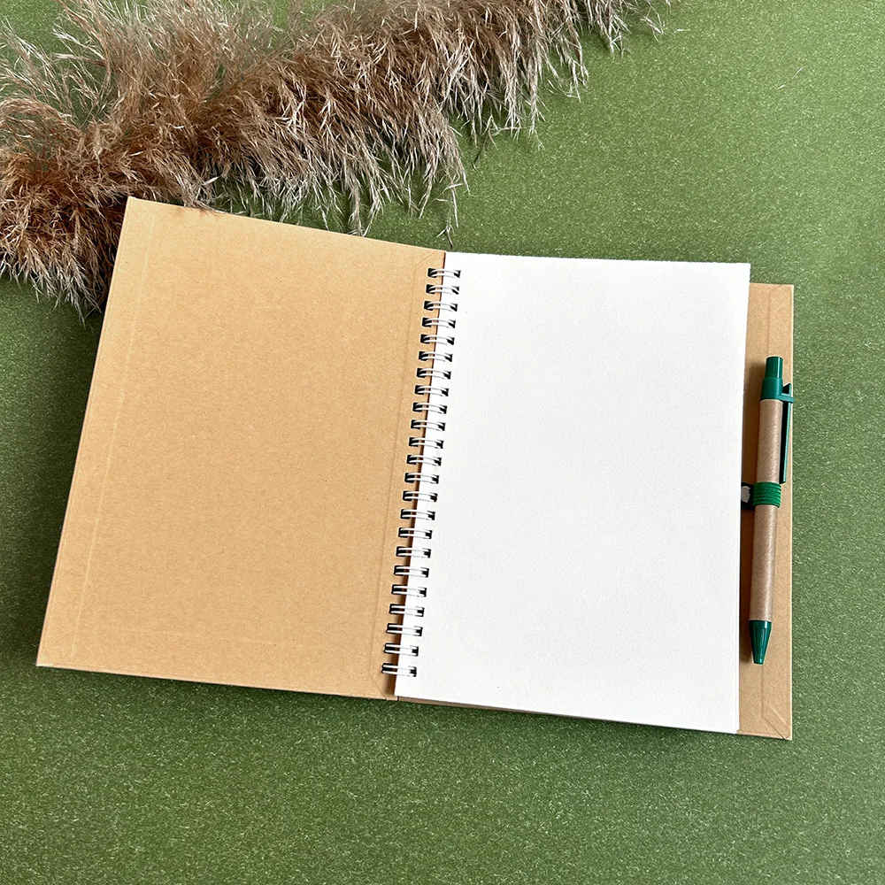 SIDAIXUE A5 Kraft Paper Notebook Recycled Journal with Pen Color Logo