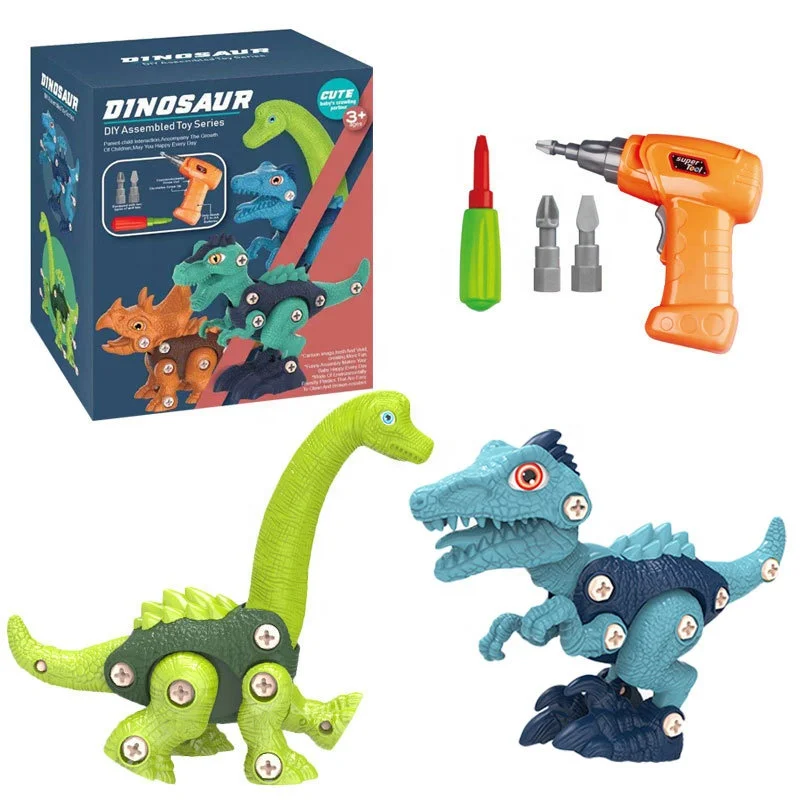 Dinosaur Toys Take Apart Dinosaur Toys for Kids STEM Construction Assemble Building Kids Toys with Electric Drill DIY