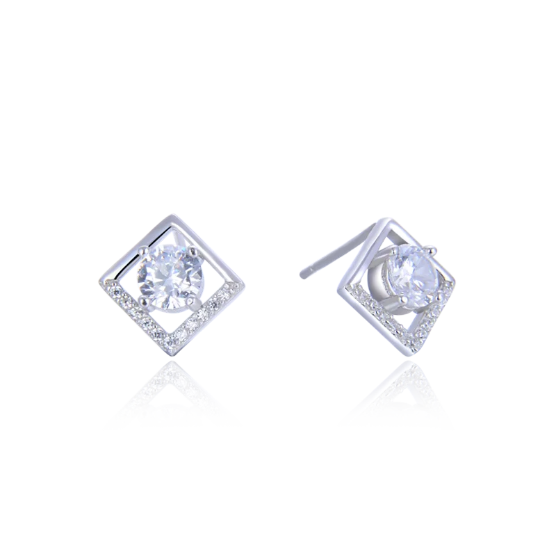 Bling Top Grade Zircon Square Diamond Earrings Artistic Designer Stud Earrings