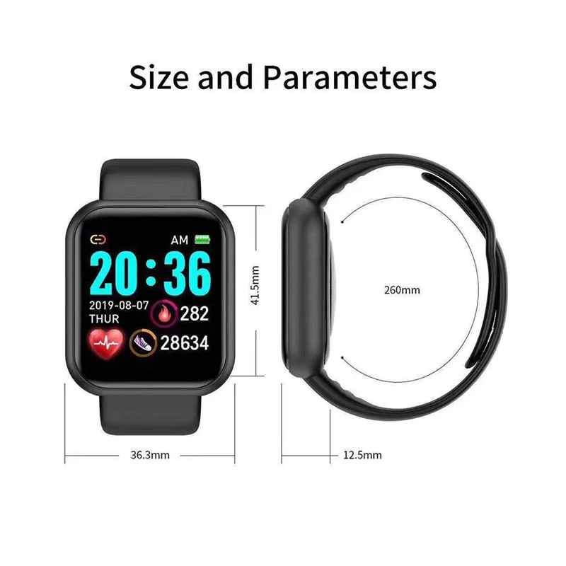2021 Hot Selling Smart Watch D20 Y68 Reloj heart rate sensor Smart Watch Pro D20 Smartwatch Y68