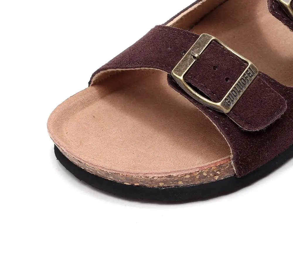 
2019Newest design high quality best price summer women slipper Flower Pattern Printing Double Buckle Cork Slipper 