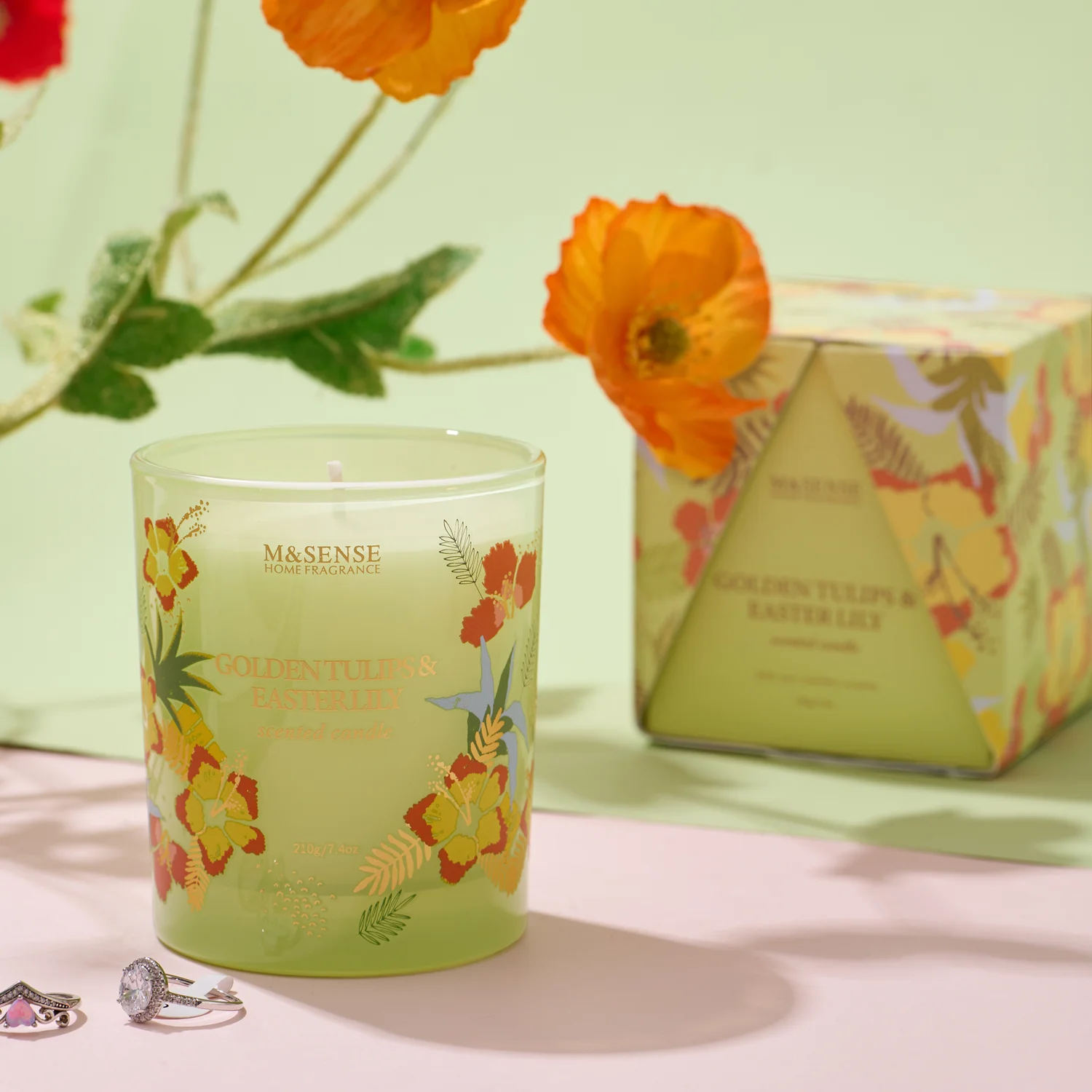 M&Sense festival surprise custom aroma soy wax gemstone jewelry rings scented candle