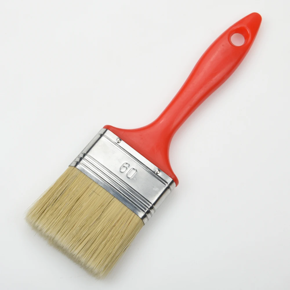 Индивидуальные плоские красные нейлоновые пластиковые кисти с 100% щетиной для рисования, инструменты для художника