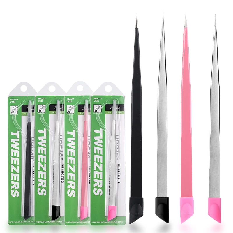 Профессиональный высококачественный двойной пинцет для ногтей из нержавеющей стали силиконовая выпрямитель инструменты тиснения