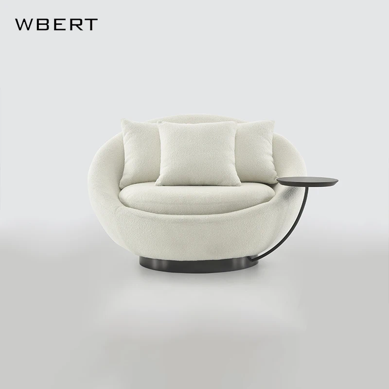 WBERT Designer Single Double Lazy Sofa Creative Arc Rotating with Light Luxury Small Family Living Room Dining Balcony Leisure