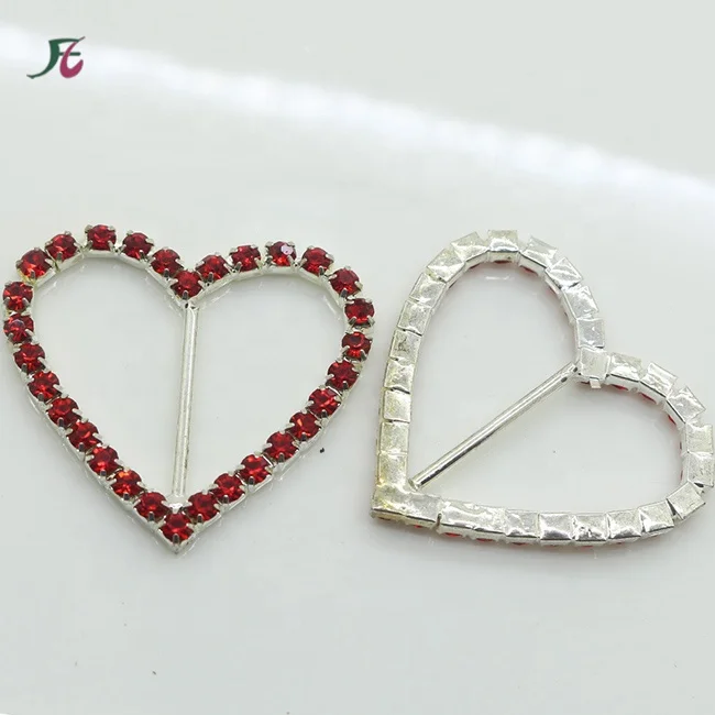 Fashion Red Rhinestones Heart Shape Buckles for Women Scarf Accessories ( Accept Custom )
