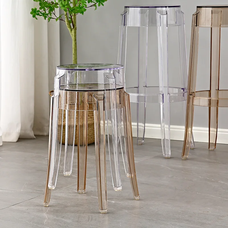 Modern Plastic Polycarbonate Stackable Crystal Acrylic Resin High Clear Ghost Barstool Transparent Bar Stool