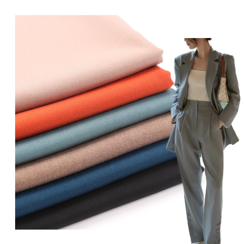 shaoxing textile fabric tr suiting heavy weight twill style polyester rayon spandex wool fabric for men suit