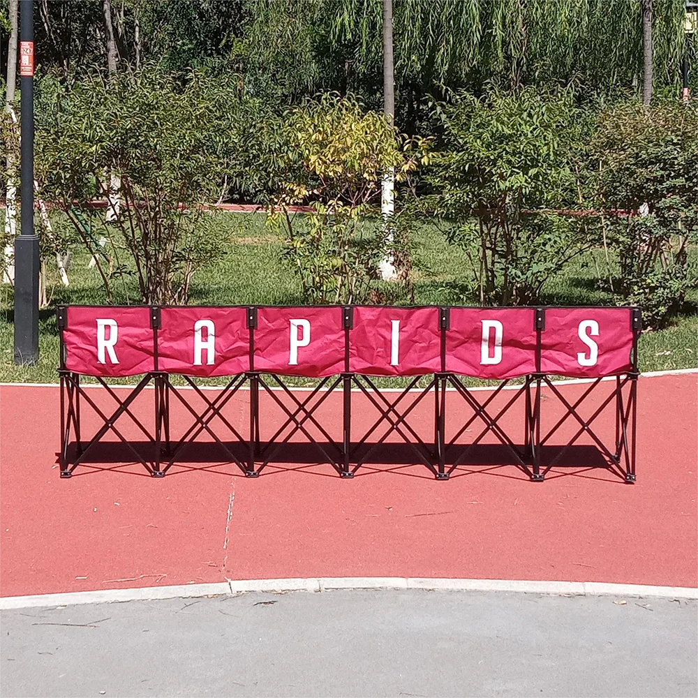 Outdoor Portable Folding 6 Seat Long Bench with Back High Quality Team Benches