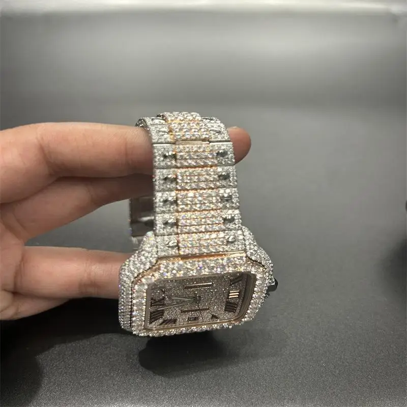 luxury Diamond Watch plain hip hop moissanite watch pass diamond tester Full Iced Out Moissanite Watch