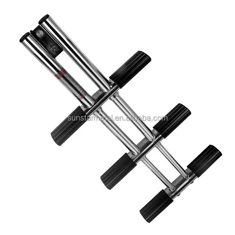 MARINE CITY STAINLESS-STEEL MARINE 3-STEP FLIP-UP TELESCOPING LADDER FOR BOAT