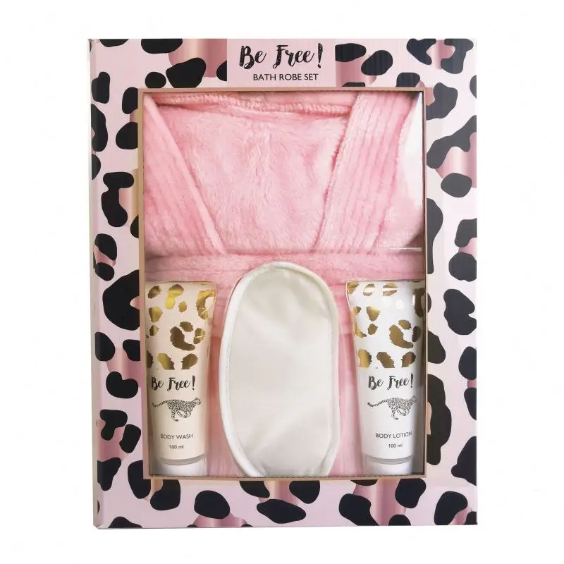 Promotional China Flannel Washroom Bath Robes Shower Gel Body Lotion Gift Set