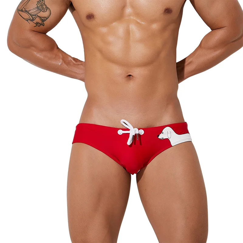 Wholesale Customized Men Plain Beachwear Hot Sexy Shorts Trunk Beach Swim Brief with Drawstring