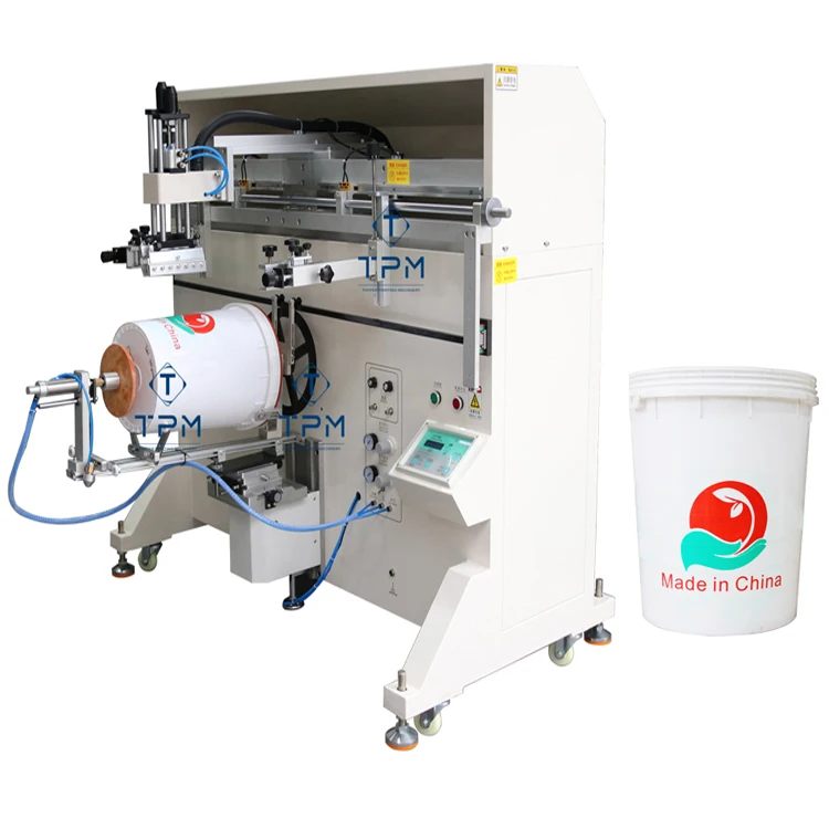 Multicolor Rotary Cylindrical Bucket Barrel Silk Screen Printing Machine in large color pattern