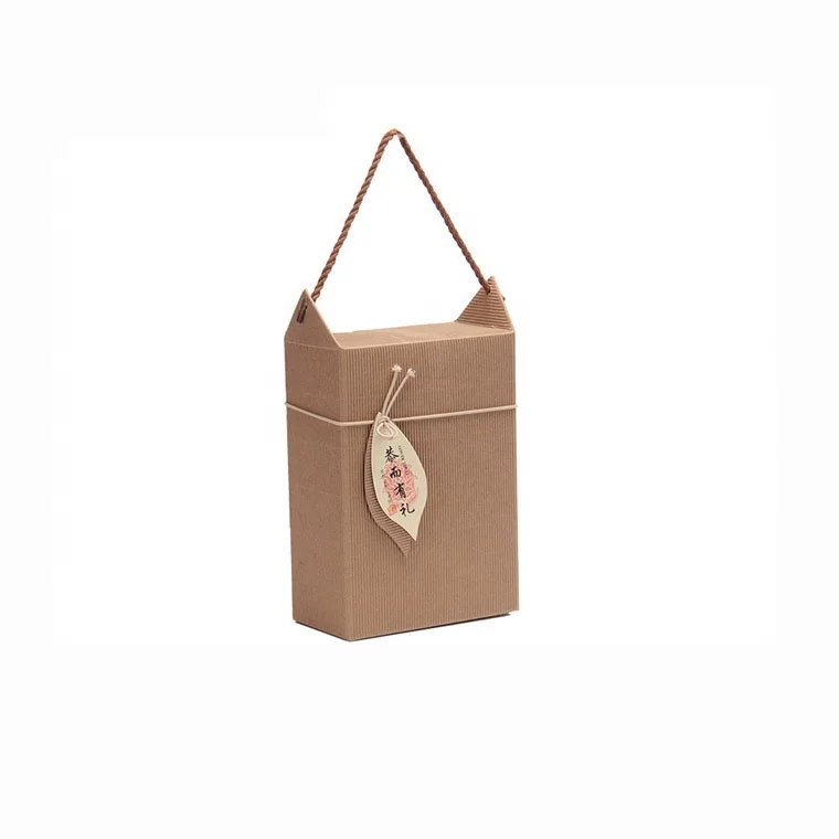 Wholesale high quality custom tea folding corrugated packaging box with rope