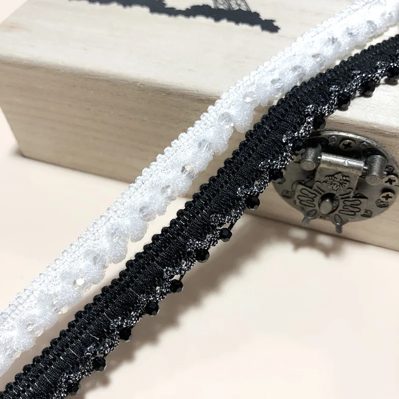 Polyester ribbon with transparent beads lace pineapple beads transparent beads ribbon lace trims shoes clothing accessories