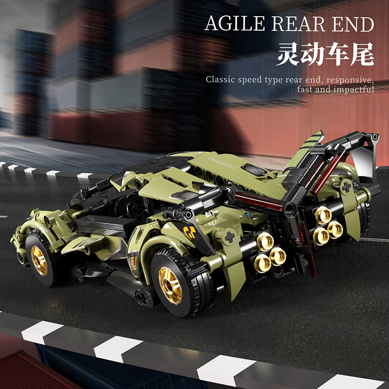 MJ8902 Classic Car ABS Plastic DIY Assembly Model Building Blocks Sport Car Construction DIY Blocks Set for Adults