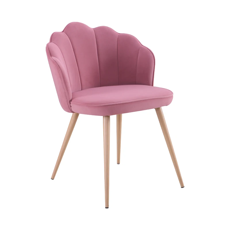 High Quality Nordic Dining Chair Fabric Luxury Design Back Chair Velvet Fabric Modern Fabric Metal Leg Dining Chair