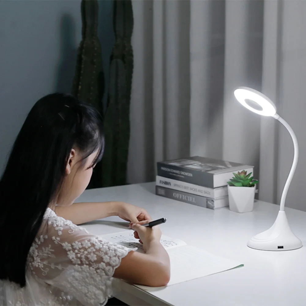 USB Powered Small LED Reading Lamp 360 Degree Flexible Desk Lamp Rechargeable Mini Night Light For Kids Childdern