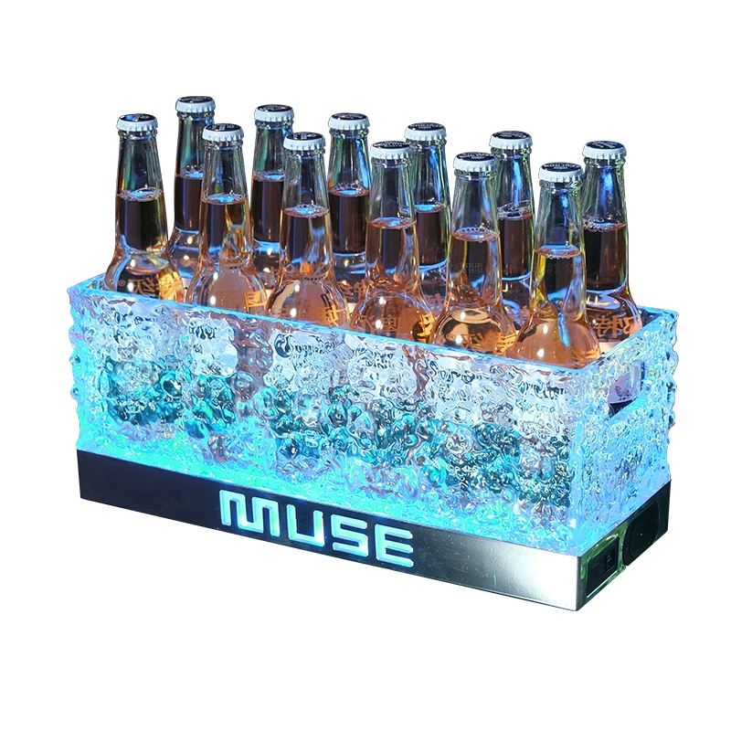 Upgraded LED Ice Bucket Customizable Logo Acrylic Light Emitting Diode Dragon Beer Keg Commercial Bar Champagne Bucket Cooler