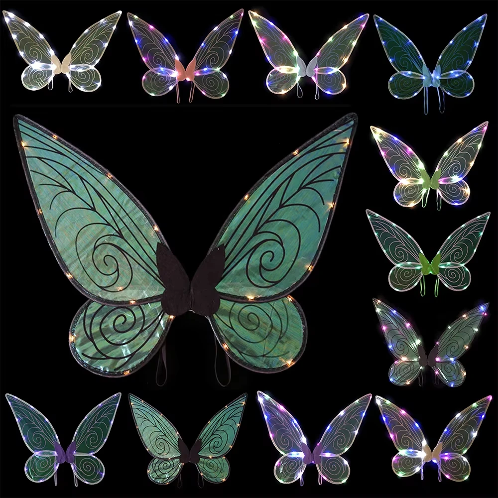 Jumon Fairy Wings Shiny Transparent Princess Wings Angel Wings for Halloween Costume Dress Up