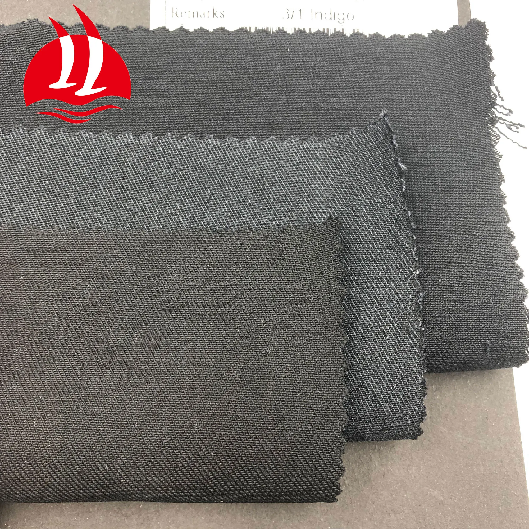 
12.7OZ Cotton polyester spandex blend stretch twill woven black denim jeans fabric 