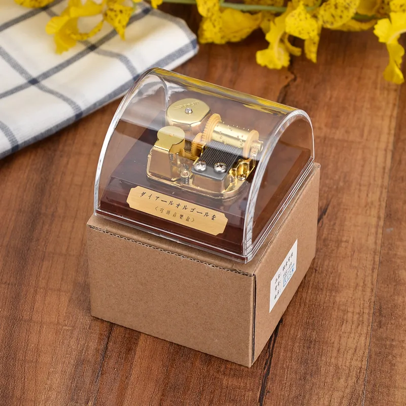 acrylic dome Music Box 18 note wind up musical movement
