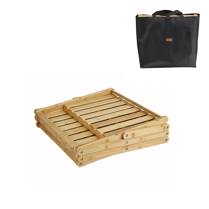 BETTTERALL Multi-Function Outdoor Camping Three Layers Wooden Storage Shelf 2 in 1 Wood Storage Shelf Outdoor Folding Table
