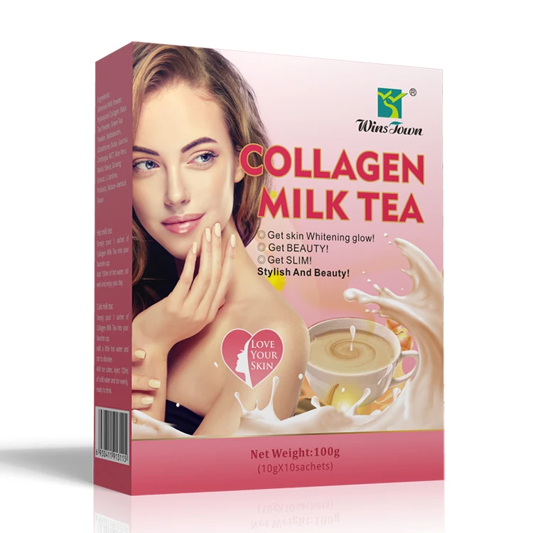 Private label Collagen milk tea glow beauty women face skin whitening tea for collagen protein