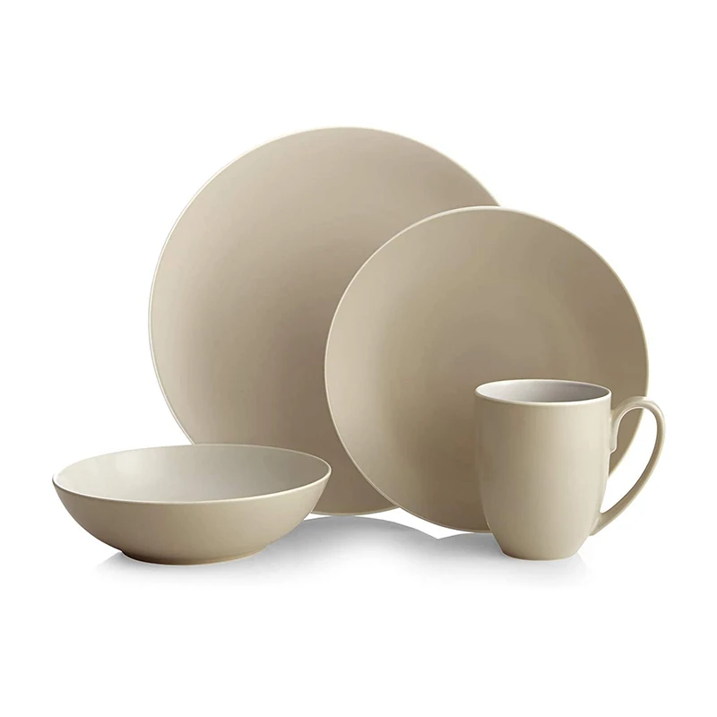 Minimalist Matte Ceramic Mug Plate Bowl 4 Piece Dinner Set Stoneware Dinnerware Set