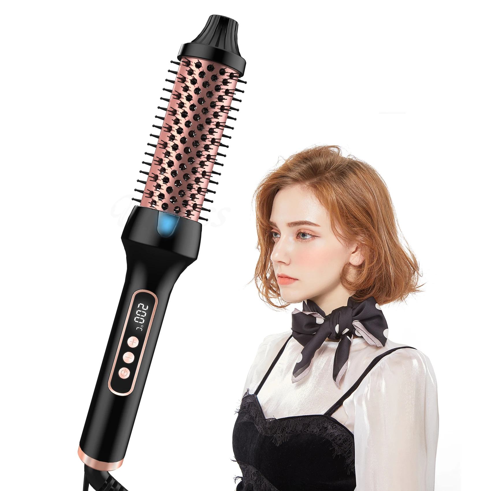 Electric Ionic Ceramic Rolling Round Hair Curler Brush Heated Comb Thermal Brush