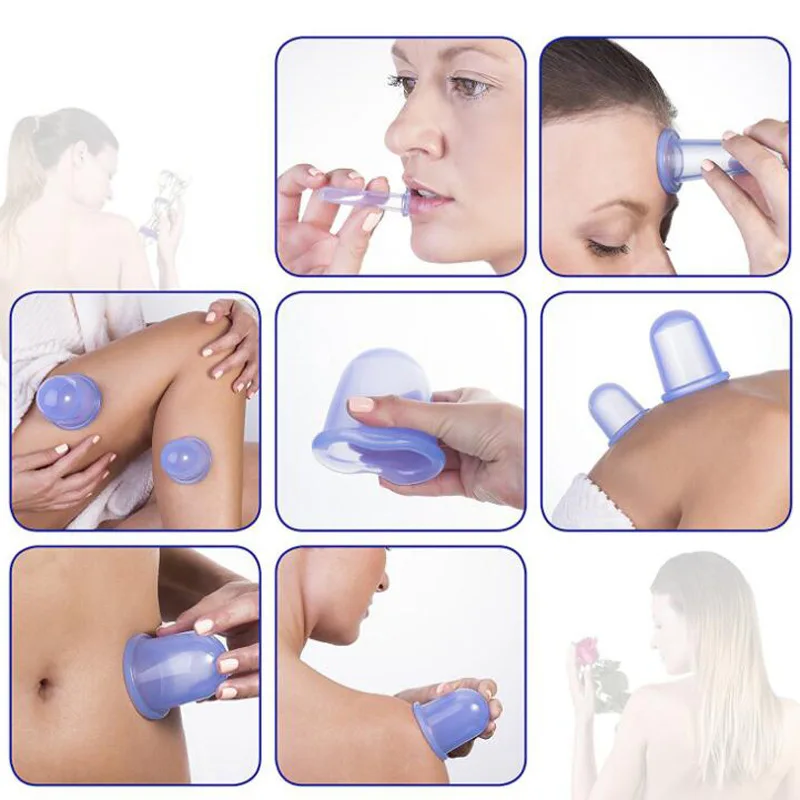 Droshipping Factory Body Massage 4 pcs size Vacuum Suction Facial Cupping Cups for Face