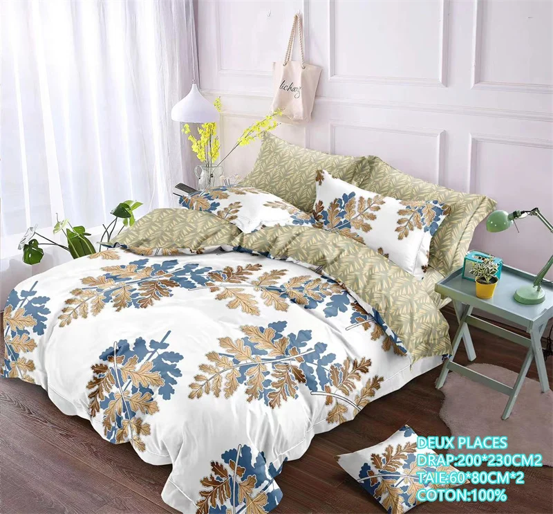 Wholesale Jiajia Two Sheets and Two Pillowcases Bed Sheet Set 100% Cotton 2 Places Sheet Sets Trois Place