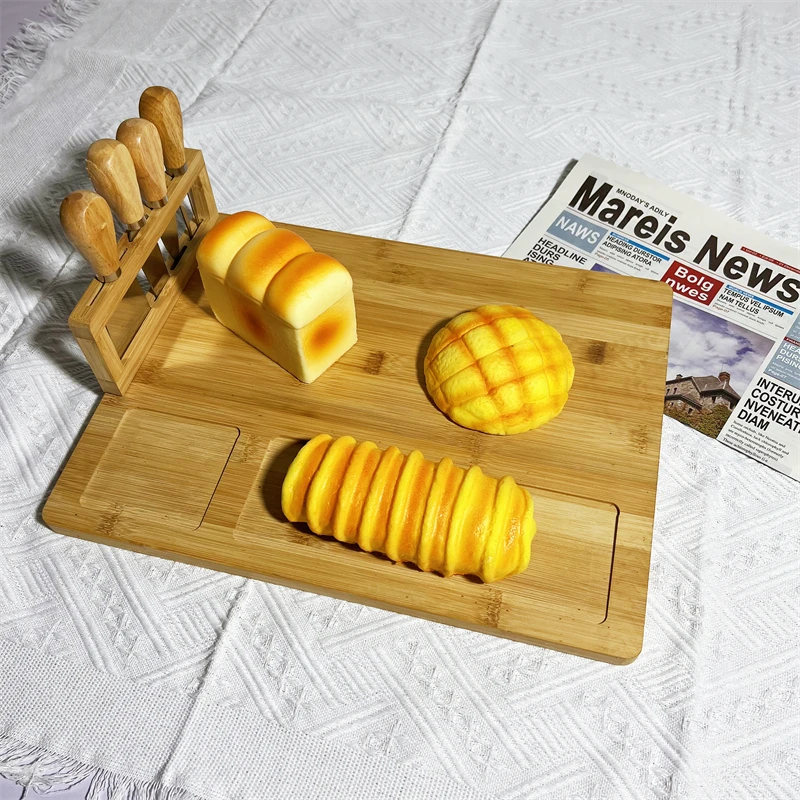 Hot selling wholesale cutting board with slide-out drawer for cutlery bamboo cheese board and knife set