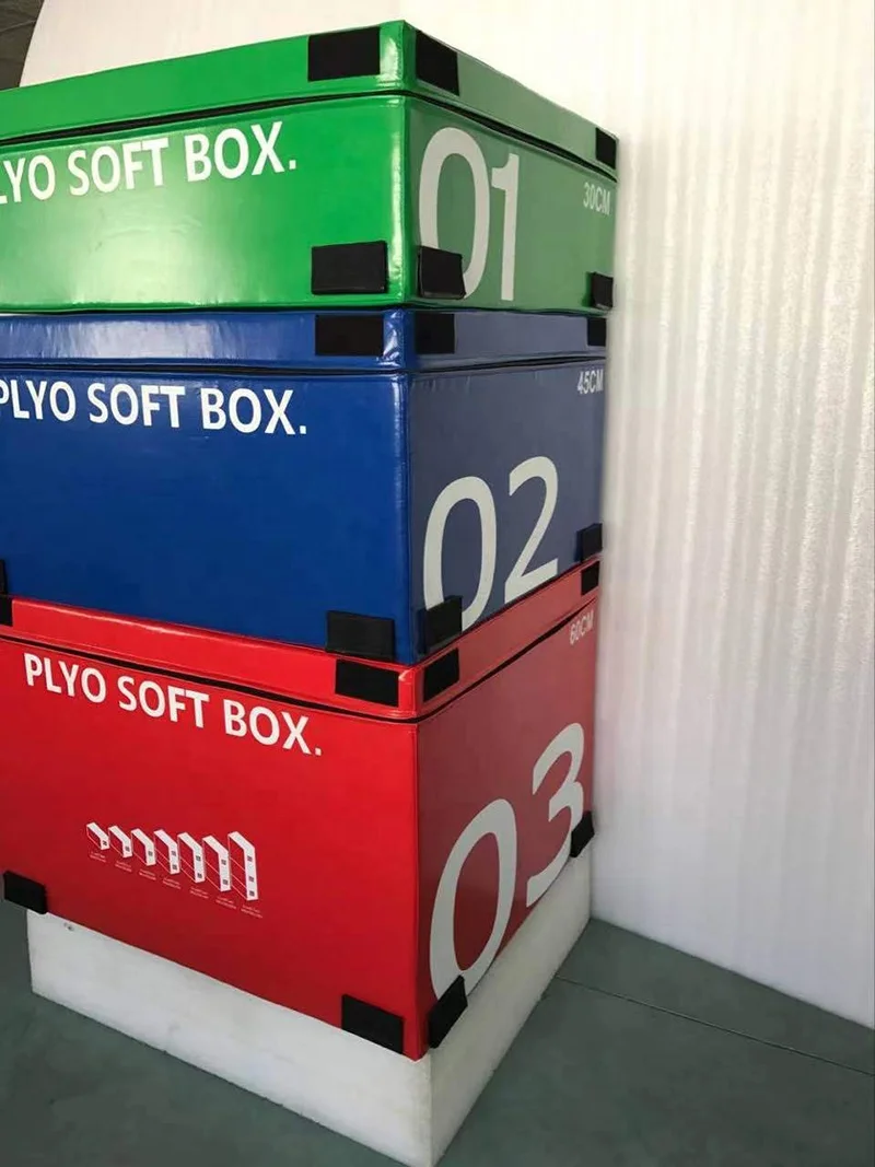 Fitness Plyometric 4 in1 Jump Box Anti Slip PVC Heavy EPE Foam Stackable Soft Plyo Box Set