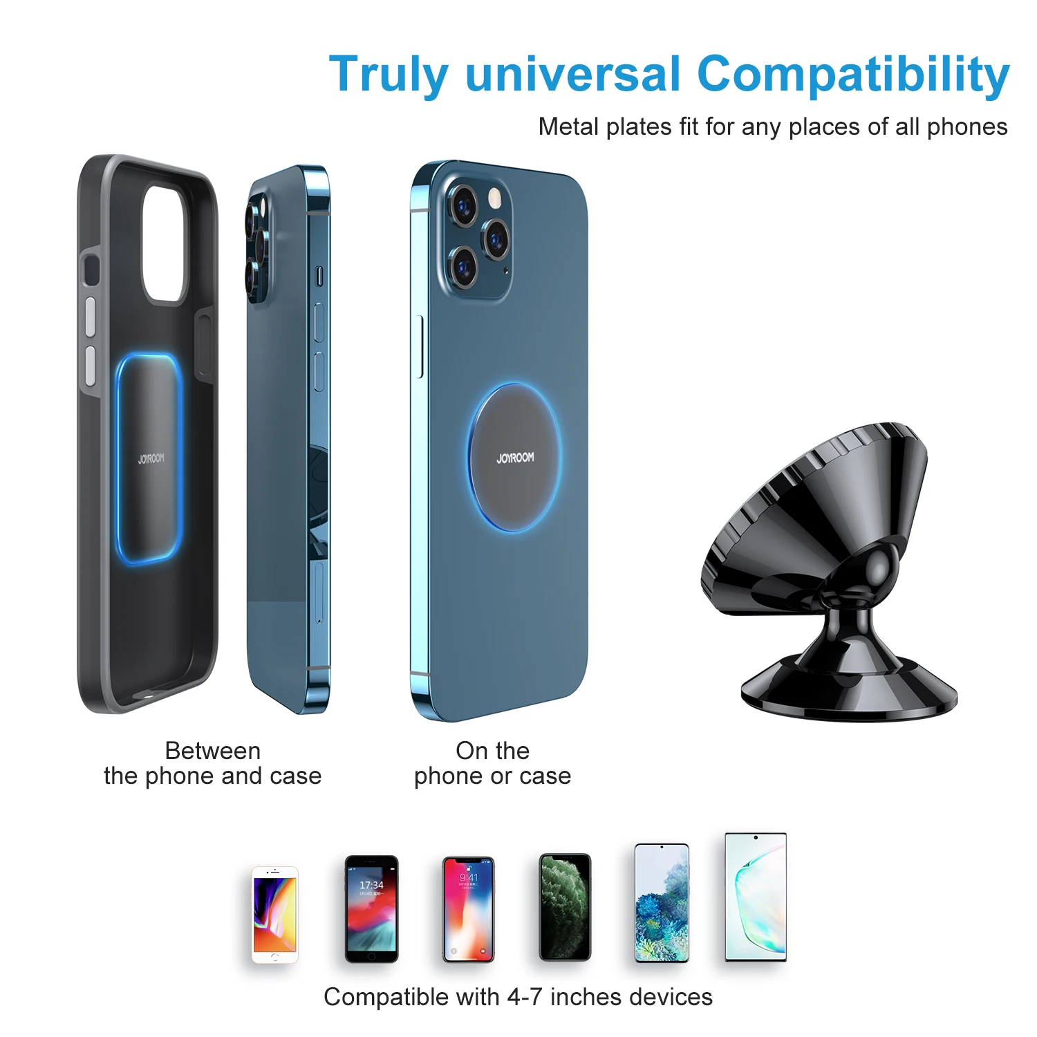 
2021 New Round Shape 6pcs Magnet Strong Cellphone Mount Soporte Para Celular Dashboard Private Label Magnetic Car Phone Holder 