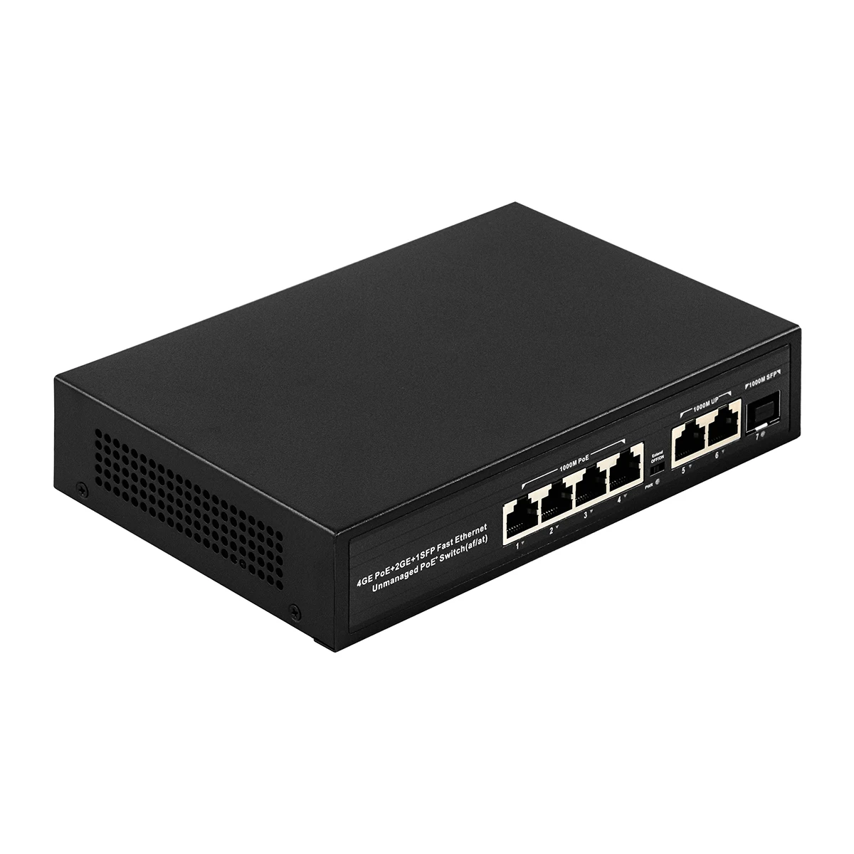 Full gigabit commercial 4 port POE network switch with 2 copper SFP uplink