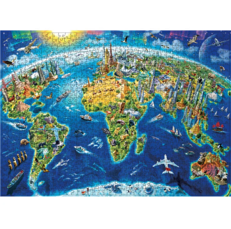 Customized Educational Toys 1000 Piece Paper White Card Jigsaw Puzzle