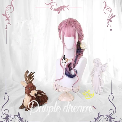 Funtoninght High Temperature Fiber Wigs Lolita Color Gradient Body Wave Wigs Synthetic Hair Cosplay Wigs for Party Supplies