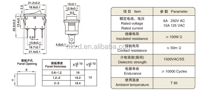 KCD1-101 Power Switch Black Red Green Latching Push Button SPST On Off 6A 250V 10A 125V Rocker Switch with LED Light