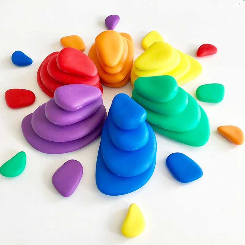 Colorful Stacking Game Stones Toys Rainbow Cobble Crazy rock Building Blocks Toy for Kids