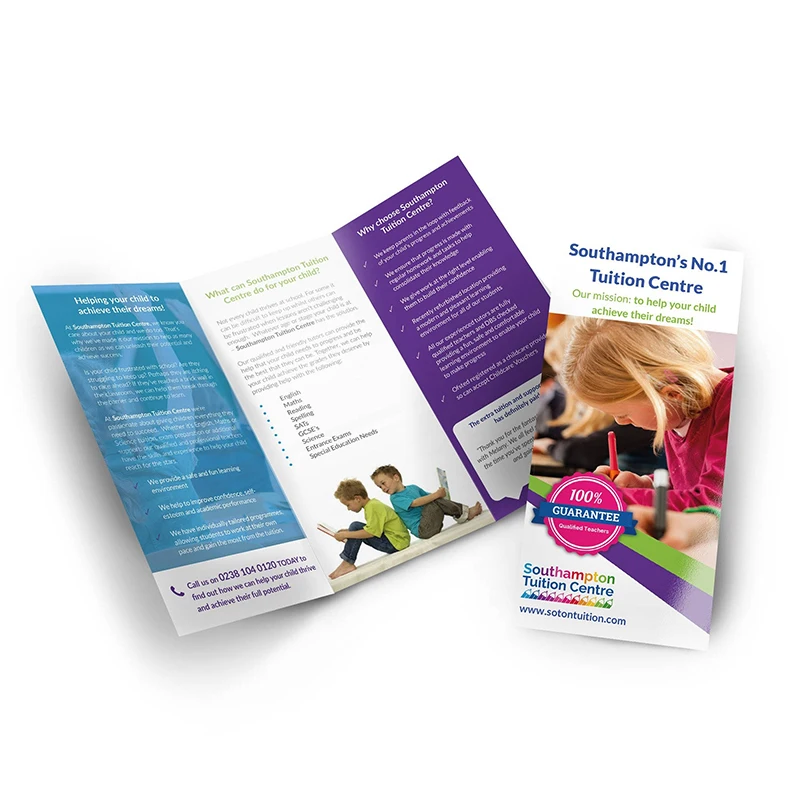 
Wholesale Custom High Quality A3 A4 A5 Size Advertising Promotional Color Folded Flyers Printing Leaflets Single Paper Printing 