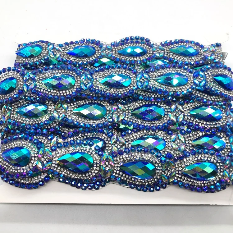 Wholesale Iron On  Resin Rhinestone Appliques Trimming Hot Fix Rhinestone Tape