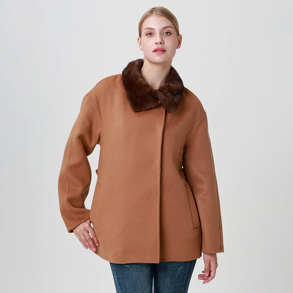 Wholesale Mid Long Winter Women Overcoat Casual Loose Jacket Solid Color Coat