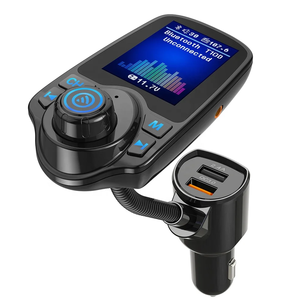 AGETUNR T10D 1.8 inches Bluetooth FM Transmitter QC 3.0 Car Fast Charger BT 5.0 Handsfree Kit Portable Adapter Music Mp3 Player