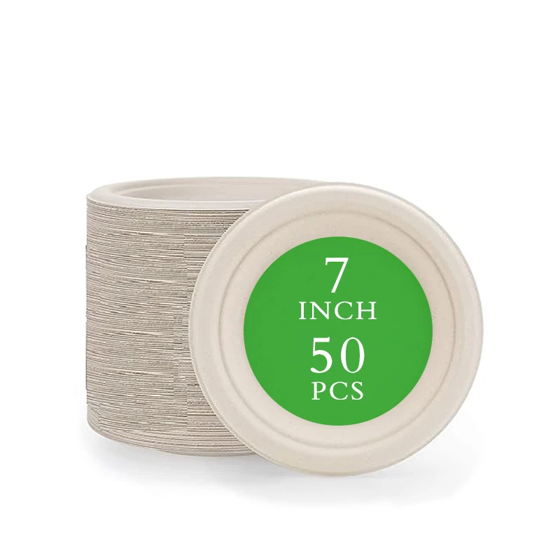 pizza plate bagasse 50pcs 100pcs 10inch 12inch biodegradable bagasse food container