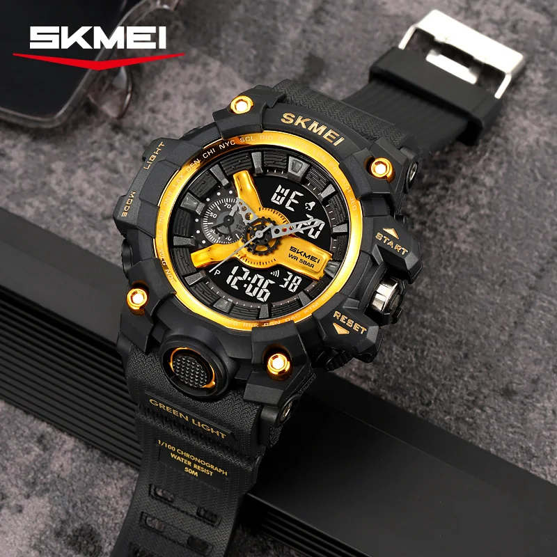 Skmei 2396 new arrival China men digital watch stylish PU strap water resist Multifunction low moq business reloj watch